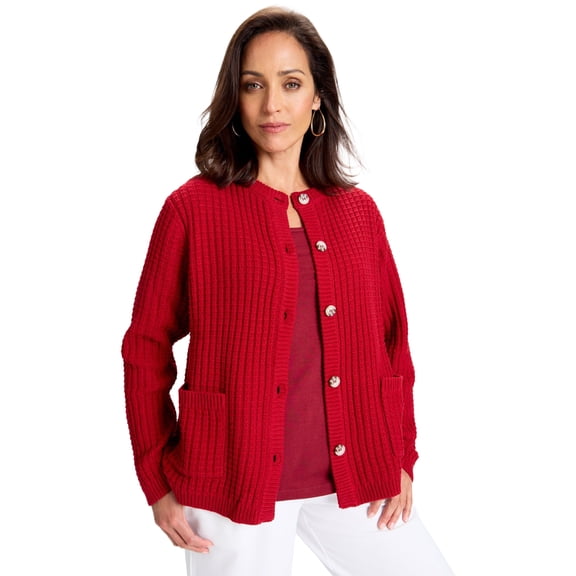 Jessica London Women's Plus Size Boxy Stitch Cardigan