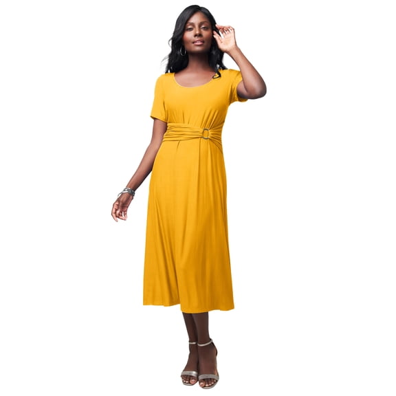 Jessica London Women's Plus Size Buckle Midi Dress