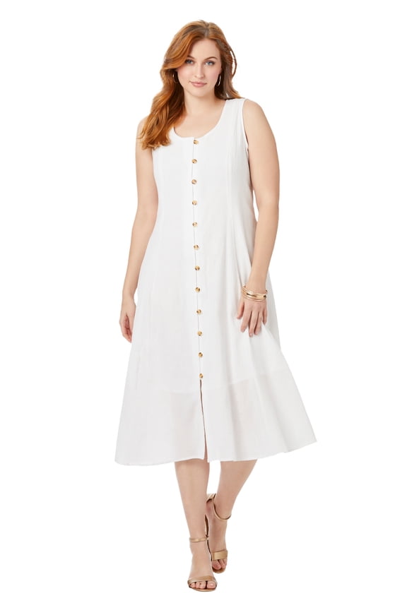 Women's Plus Size Button Down Gauze Dress