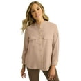 thumbnail image 1 of Jessica London Women's Plus Size Button-Front Chest Pocket Blouse, 1 of 4