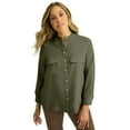 thumbnail image 1 of Jessica London Women's Plus Size Button-Front Chest Pocket Blouse, 1 of 1