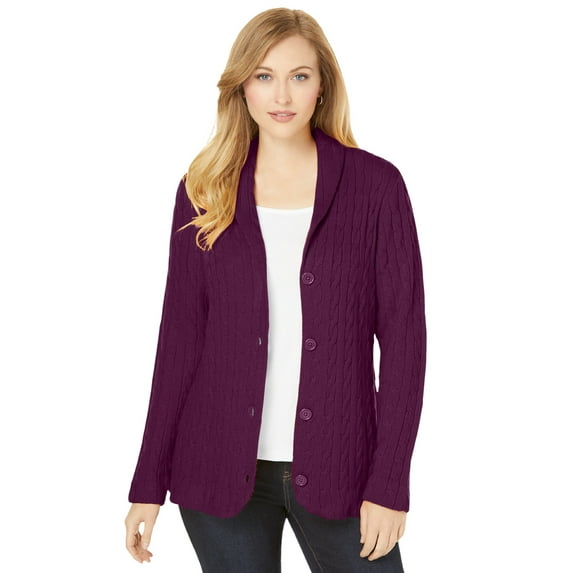 Jessica London Women's Plus Size Cable Blazer Sweater