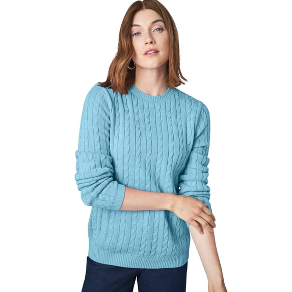 Jessica London Women's Plus Size Cable Crewneck Sweater