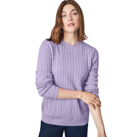 Jessica London Women's Plus Size Cable Crewneck Sweater