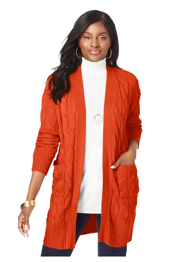 Women's Plus Size Cable Duster Sweater