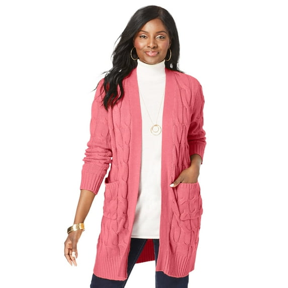 Jessica London Women's Plus Size Cable Duster Sweater