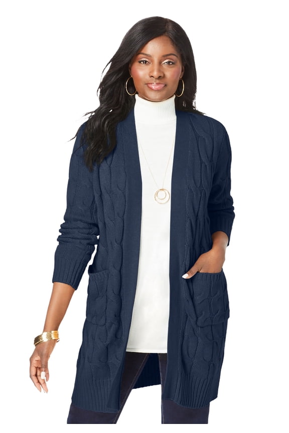 Women's Plus Size Cable Duster Sweater