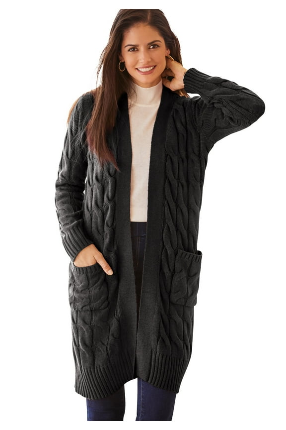 Women's Plus Size Cable Duster Sweater