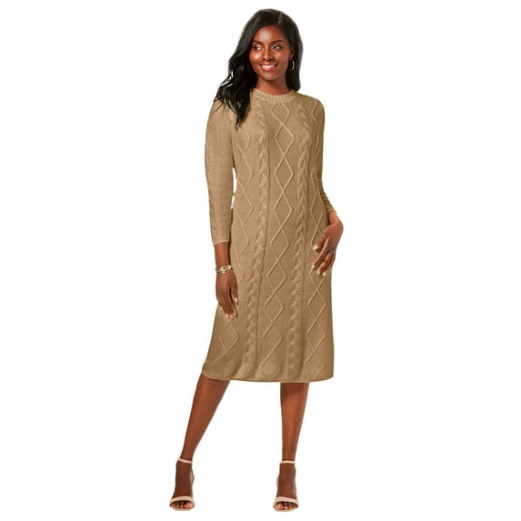 Jessica London Women's Plus Size Cable Sweater Dress