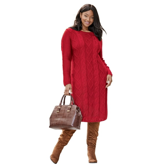 Jessica London Women's Plus Size Cable Sweater Dress