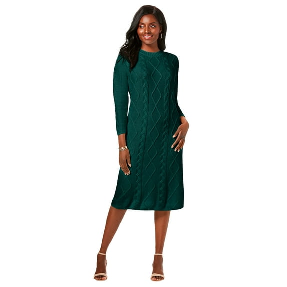 Jessica London Women's Plus Size Cable Sweater Dress