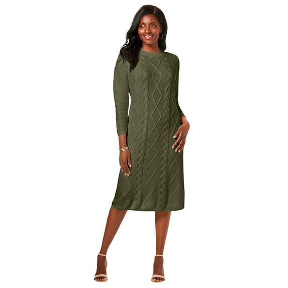 Jessica London Women's Plus Size Cable Sweater Dress