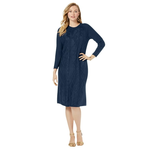 Jessica London Women's Plus Size Cable Sweater Dress