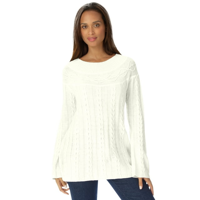 Jessica London Women's Plus Size Cable Sweater Tunic Sweater