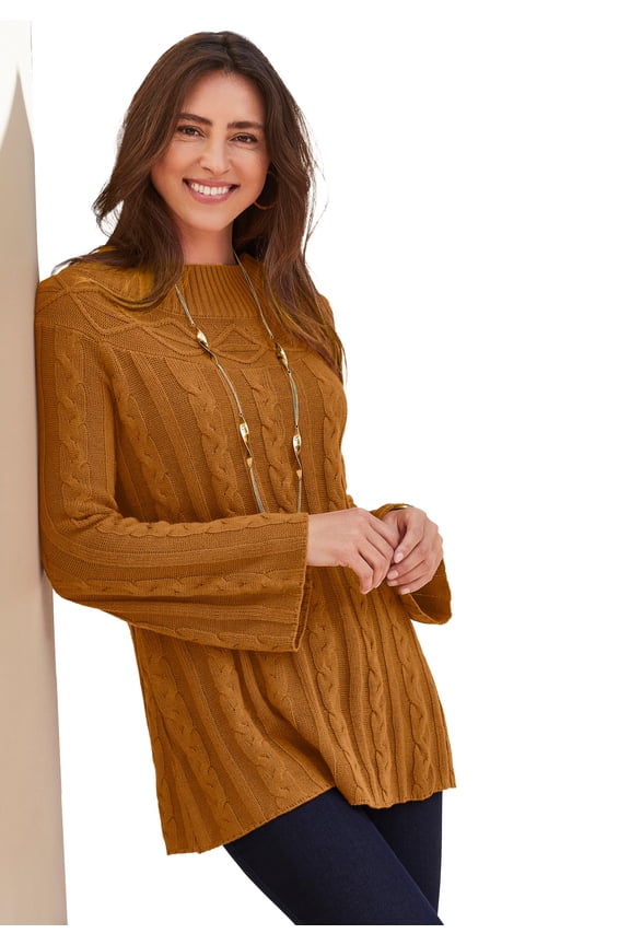 Women's Plus Size Cable Sweater Tunic