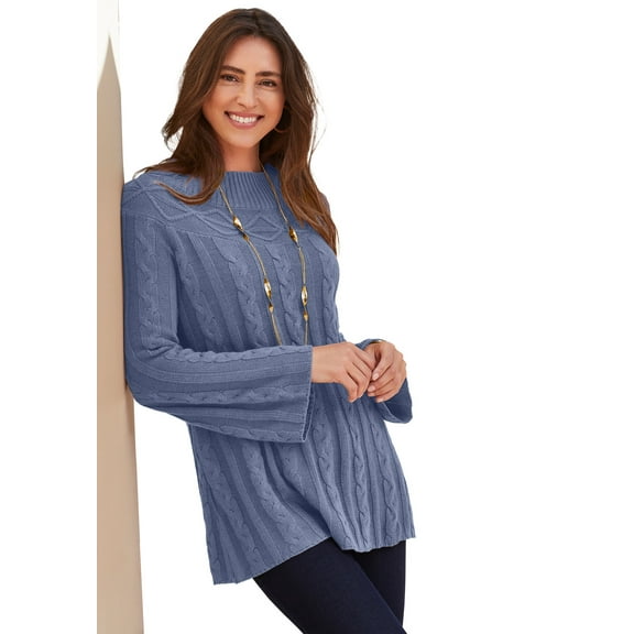 Jessica London Women's Plus Size Cable Sweater Tunic