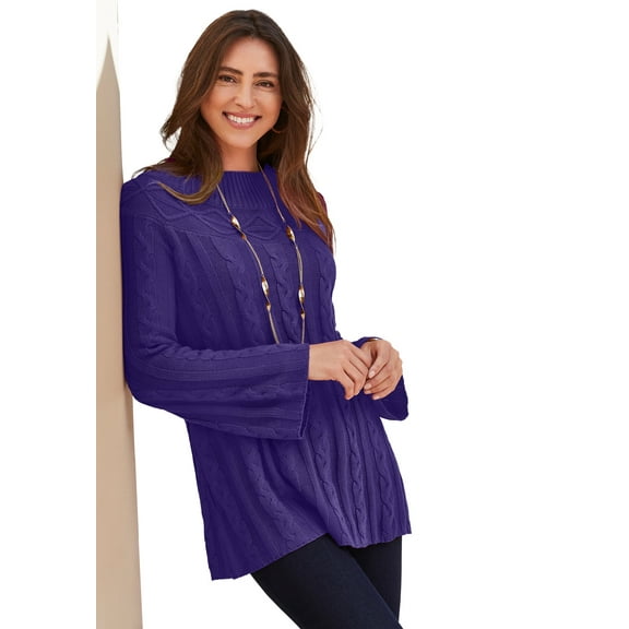 Jessica London Women's Plus Size Cable Sweater Tunic