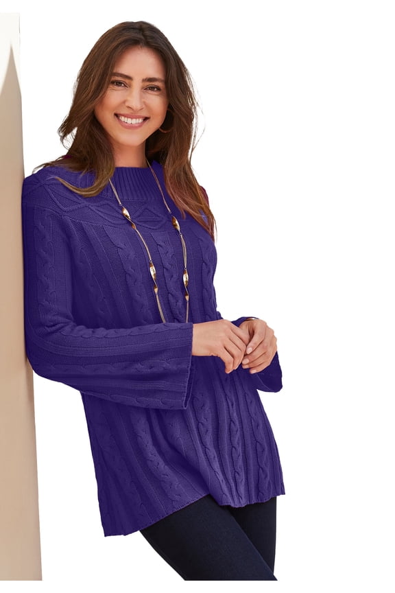 Women's Plus Size Cable Sweater Tunic