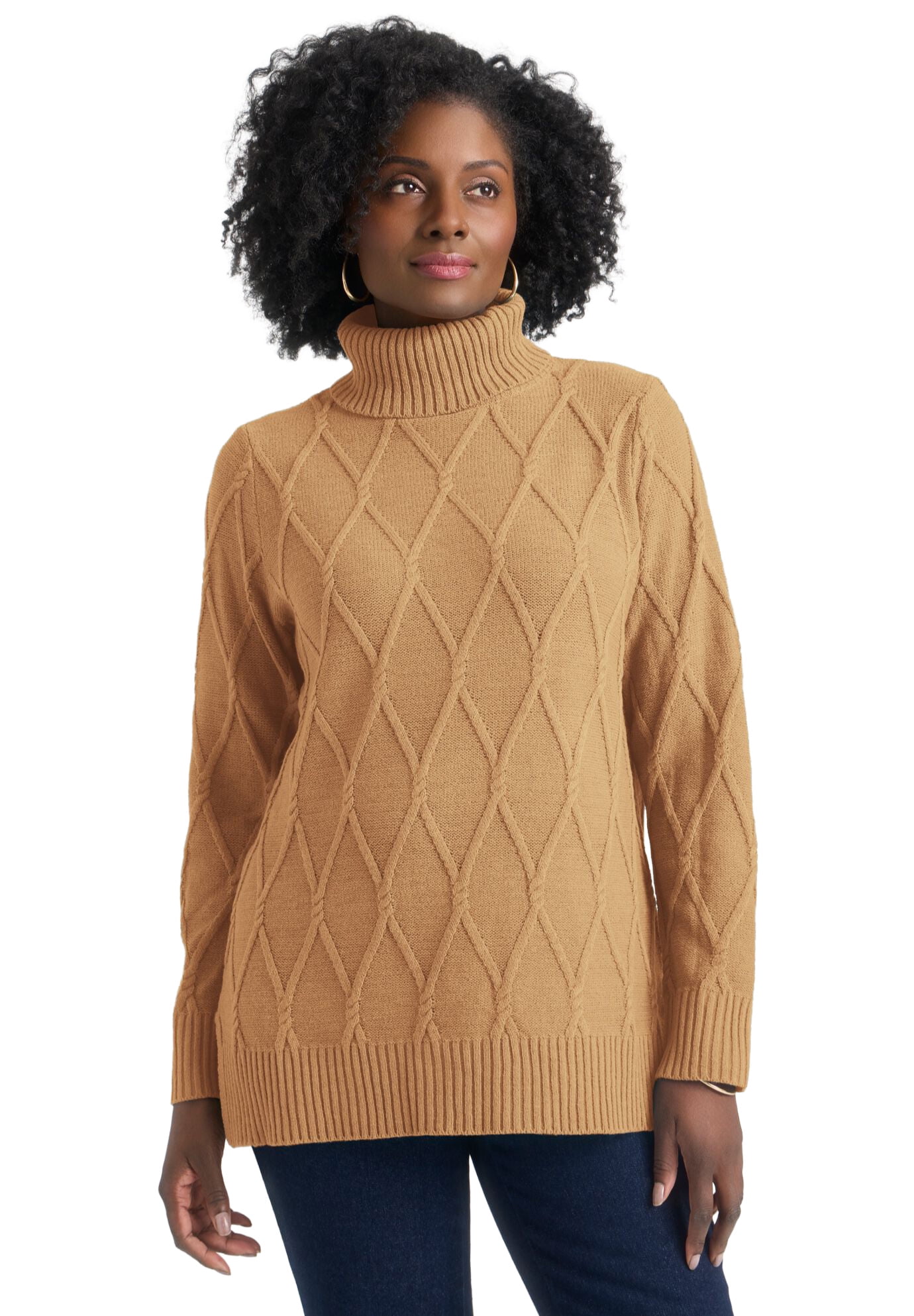 Jessica London Women's Plus Size Chevron Fit Flare Sweater
