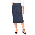 thumbnail image 1 of Jessica London Women's Plus Size Casual Comfort Elastic Waist Stretch Denim Midi Skirt, 1 of 4