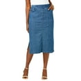 thumbnail image 1 of Jessica London Women's Plus Size Casual Comfort Elastic Waist Stretch Denim Midi Skirt, 1 of 5