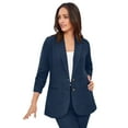 thumbnail image 1 of Jessica London Women's Plus Size Casual Long Sleeve Linen Blazer Jacket with Pockets, 1 of 6
