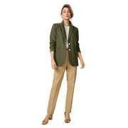 JESSICA LONDON Women's Plus Size Casual Long Sleeve Linen Blazer Jacket with Pockets