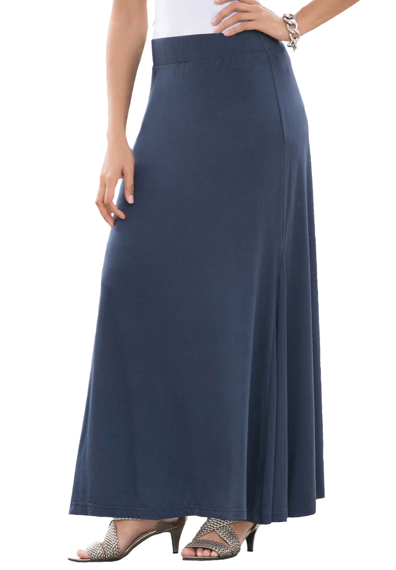 Jessica London Women s Plus Size Casual Wide Elastic Pull On Lightweight Maxi Skirt