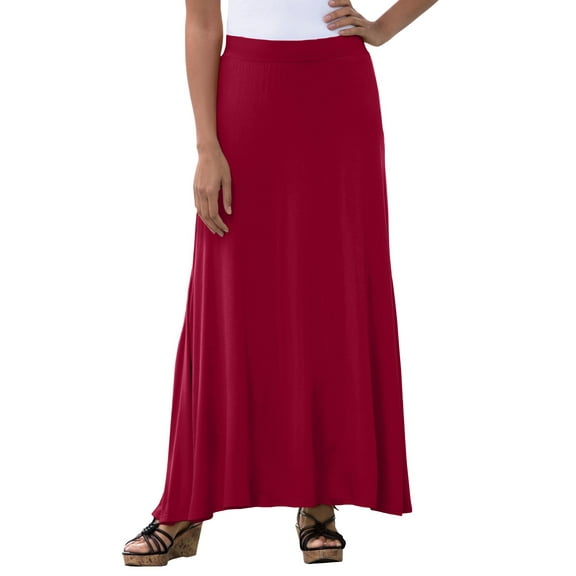 Jessica London Women's Plus Size Casual Wide Elastic Pull-On Lightweight Maxi Skirt