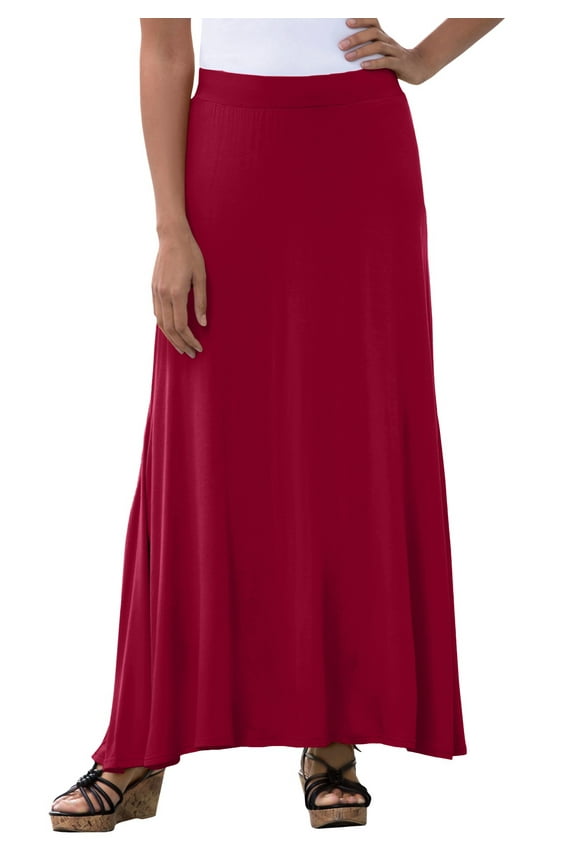 Women's Plus Size Casual Wide Elastic Pull-On Lightweight Maxi Skirt