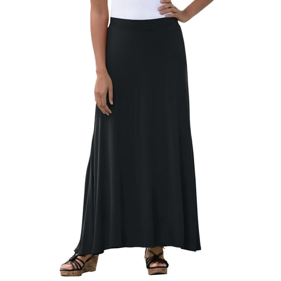 Jessica London Women's Plus Size Casual Wide Elastic Pull-On Lightweight Maxi Skirt