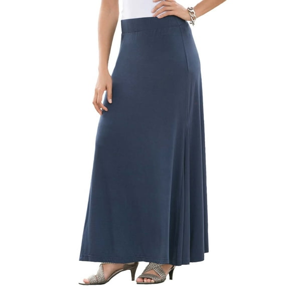 Jessica London Women's Plus Size Casual Wide Elastic Pull-On Lightweight Maxi Skirt