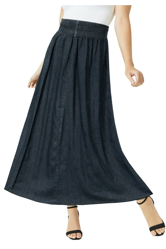 Women's Plus Size Chambray Maxi Skirt