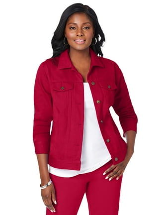 Plus size red jean jacket best sale