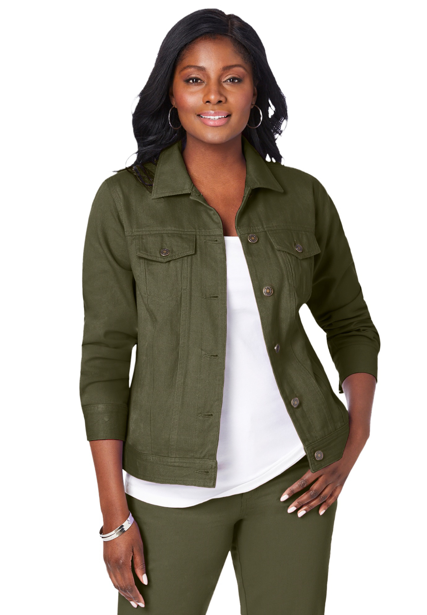 Jessica London Women s Plus Size Classic Cotton Button Down Denim Jean Jacket