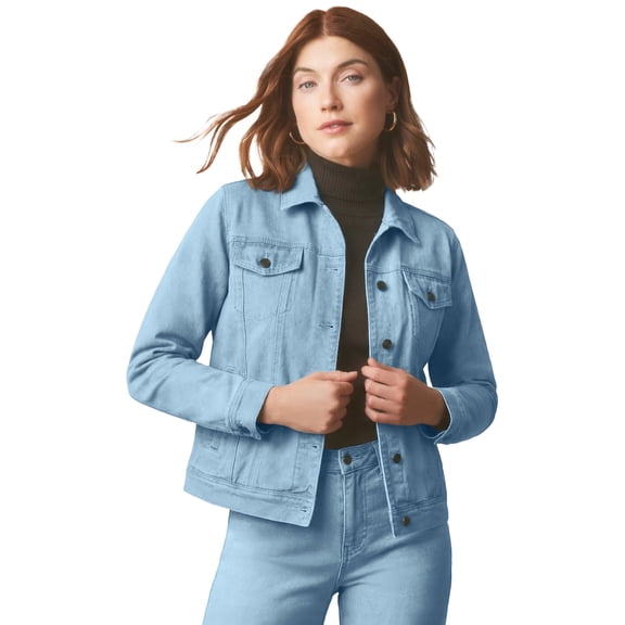 Jessica London Women's Plus Size Classic Cotton Button Down Denim Jean Jacket