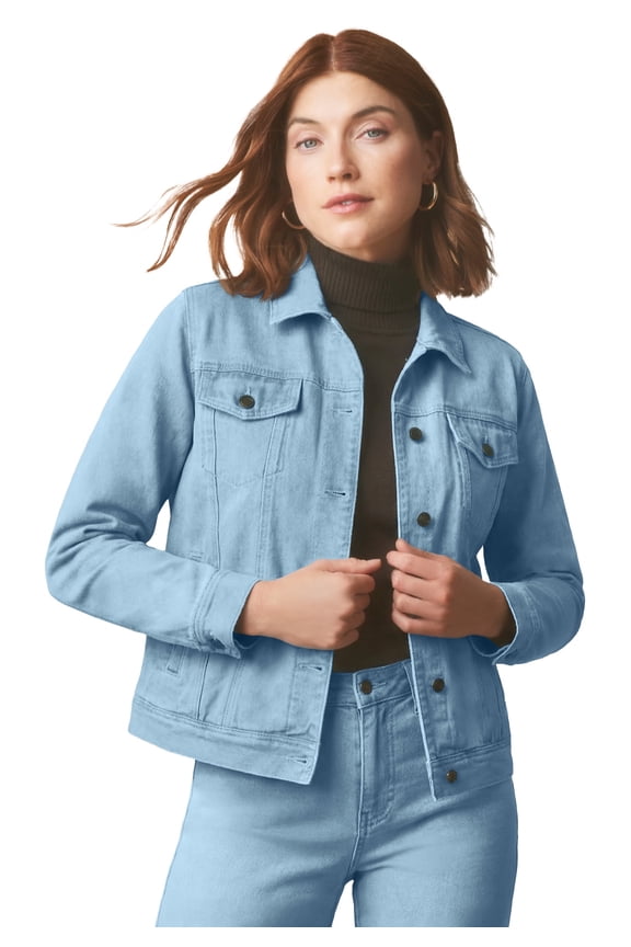 Women's Plus Size Classic Cotton Button Down Denim Jean Jacket
