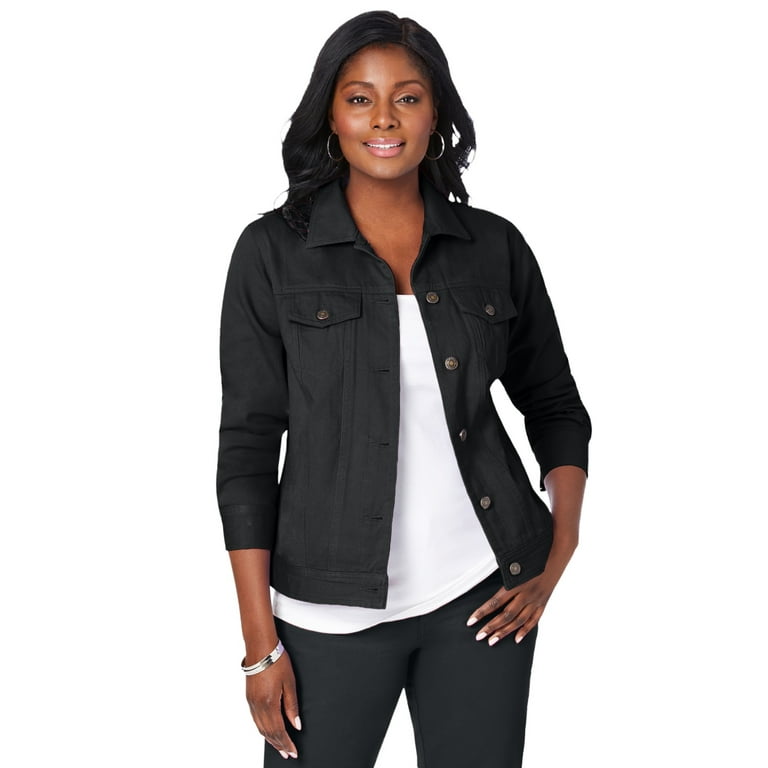 Jessica London Women's Plus Size Classic Cotton Down Denim Jean Jacket - Walmart.com