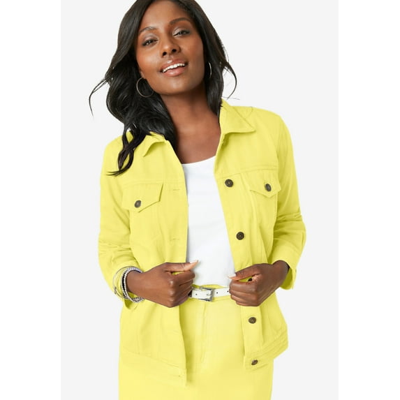 Jessica London Women's Plus Size Classic Cotton Button Down Denim Jean Jacket