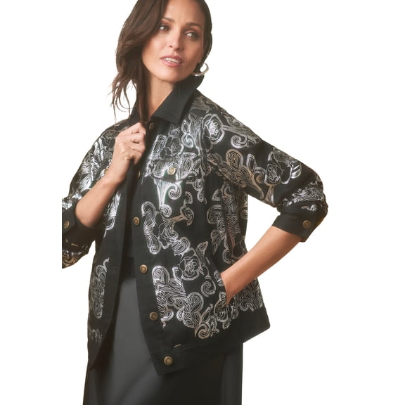 Jessica London Women's Plus Size Classic Cotton Button Down Denim Jean Jacket