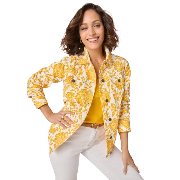 Jessica London Women's Plus Size Classic Cotton Button Down Denim Jean Jacket