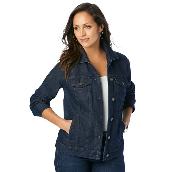 Jessica London Women's Plus Size Classic Cotton Button Down Denim Jean Jacket