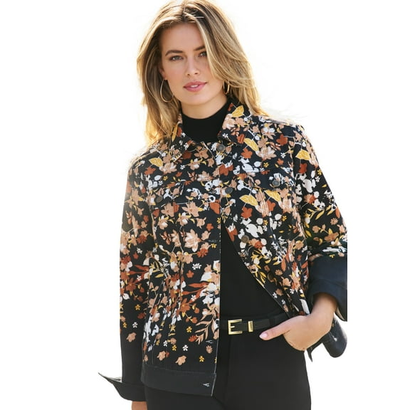 Jessica London Women's Plus Size Classic Cotton Button Down Denim Jean Jacket