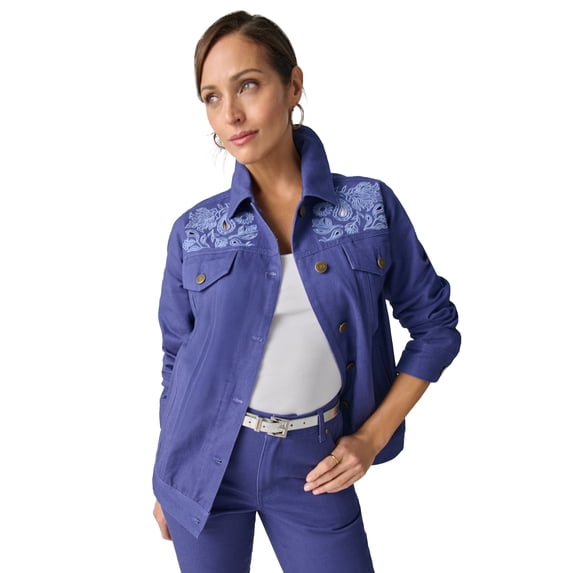 Jessica London Women's Plus Size Classic Cotton Button Down Denim Jean Jacket