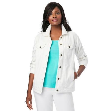 Jessica London Women's Plus Size Classic Cotton Button Down Denim Jean Jacket