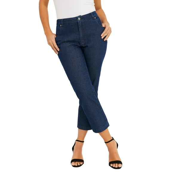 Jessica London Women's Plus Size Classic Cotton Denim Capri