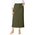thumbnail image 1 of Jessica London Women's Plus Size Classic Cotton Denim Midi Skirt Pockets Long Jean Skirt, 1 of 6