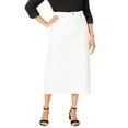 thumbnail image 1 of Jessica London Women's Plus Size Classic Cotton Denim Midi Skirt Pockets Long Jean Skirt, 1 of 6