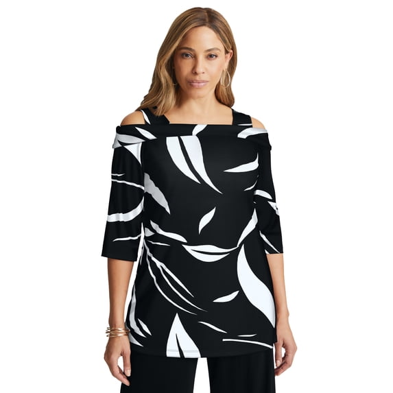 Jessica London Women's Plus Size Cold Shoulder Top
