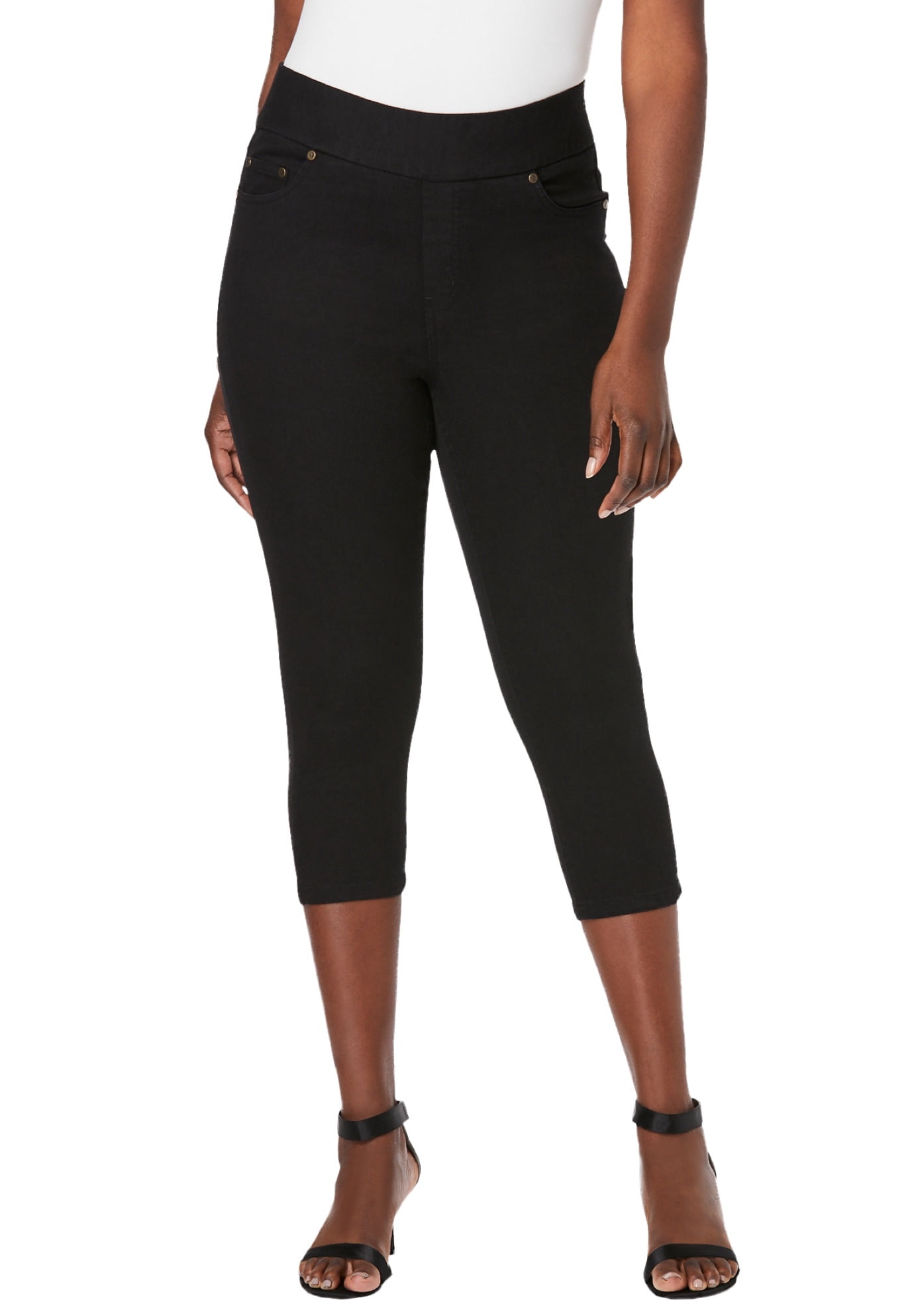 Jessica London Women's Plus Size Comfort Waist Stretch Denim Capris ...